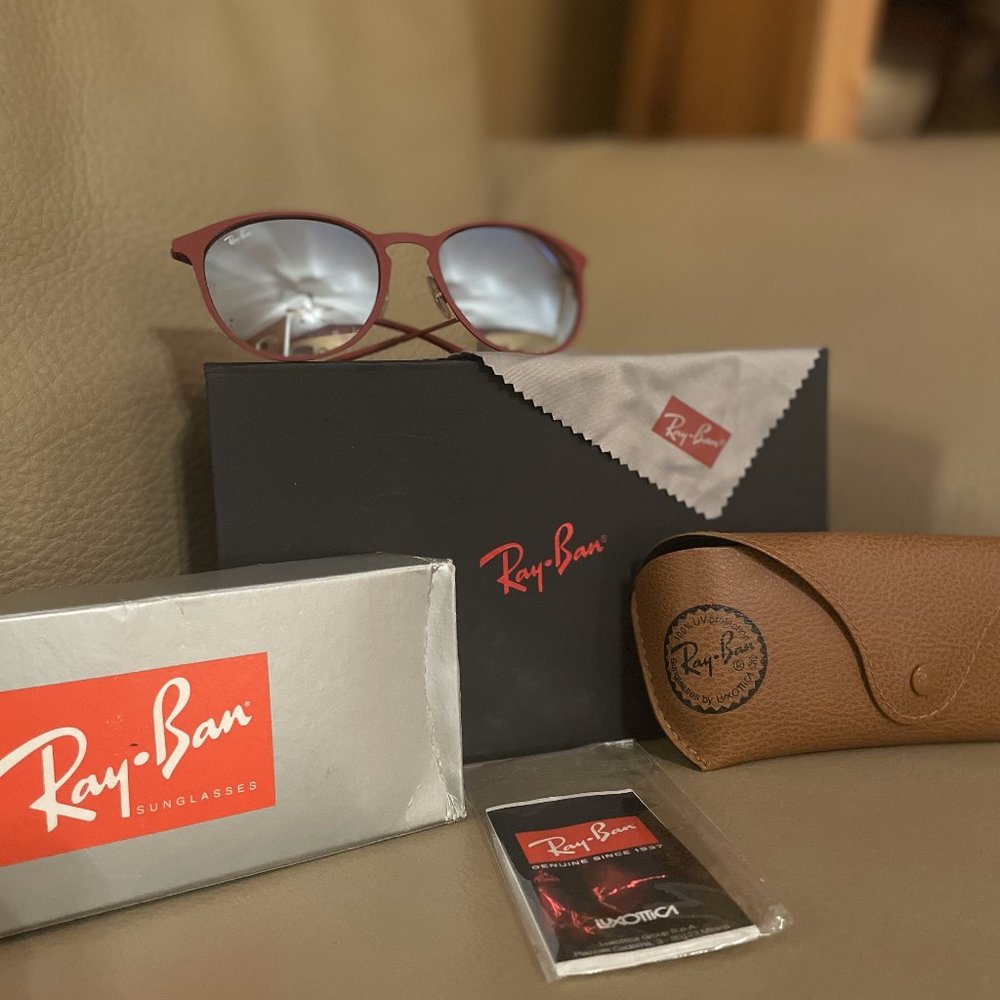 Ray Ban Mirrored Sunglasses - Style: Erika - Color Matte Bordeaux